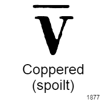letter v, line